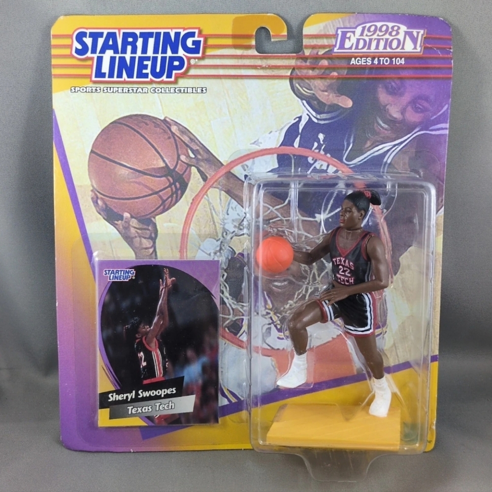 Vtg Starting Lineup 1998 Sheryl Swoopes Texas Tech Figure And Card WNBA Toy